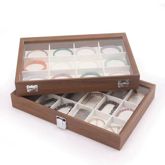 Boîte à bijoux Graining avec couvercle en verre