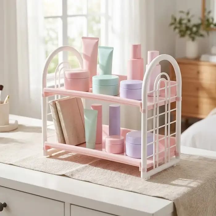 Étagère de rangement double couche en plastique grande capacité