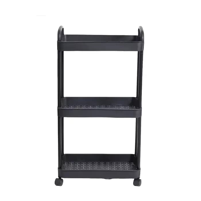 Chariot de rangement roulant en plastique avec poignée et roues, organisateur peu encombrant pour es