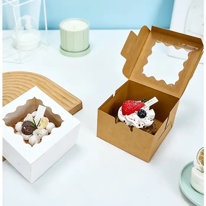 Boîtes à gâteaux blanches avec fenêtre, boîte à gâteaux carrée en carton pour la décoration de gâteaux, emballage cadeau pour mariage et anniversaire, 20/50 pièces
