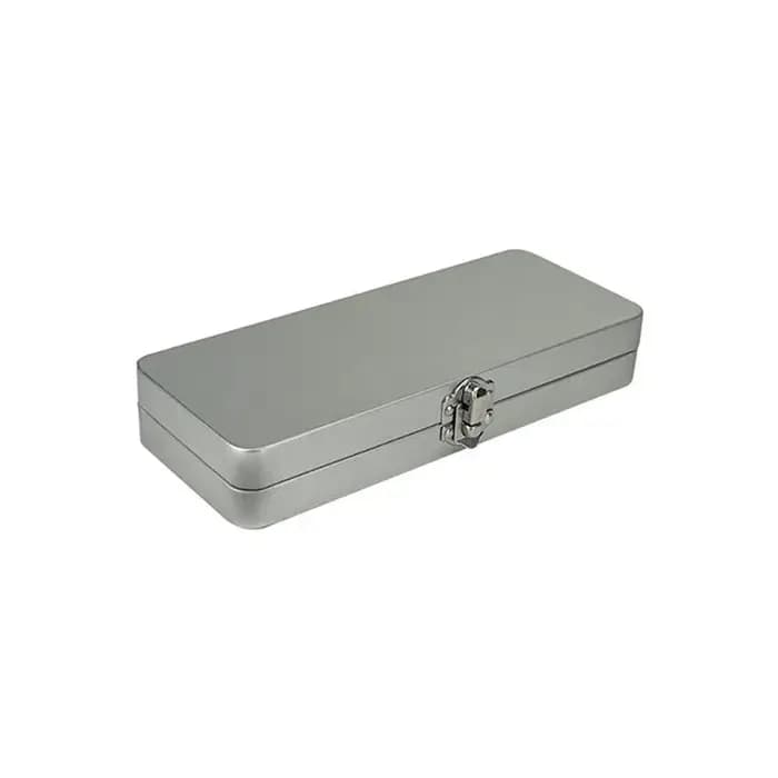 Boîte rectangulaire en métal gris argenté Durable avec couvercle