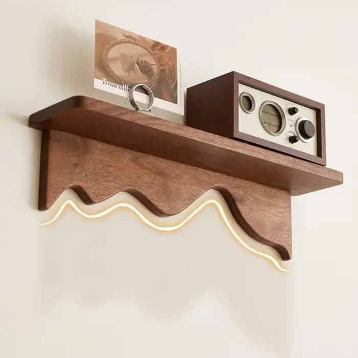 Étagère murale flottante en bois massif de noyer noir