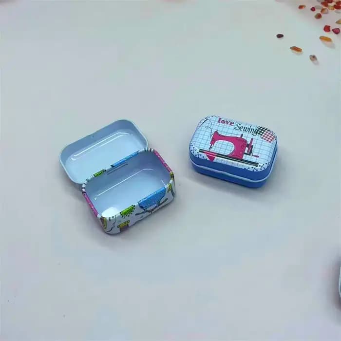 Mini boîtes de rangement en métal sur le thème de la couture