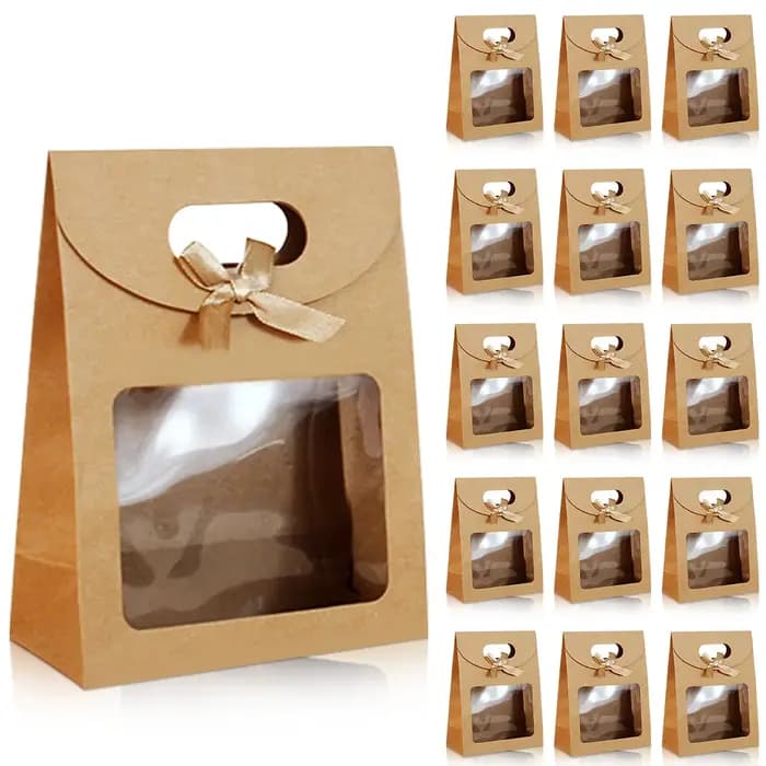 Boîtes en papier Kraft marron avec fenêtres transparentes