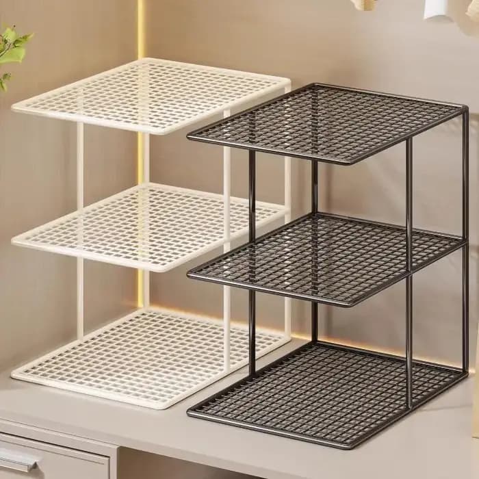 Étagère de rangement empilable en métal maillé à plusieurs niveaux pour armoire