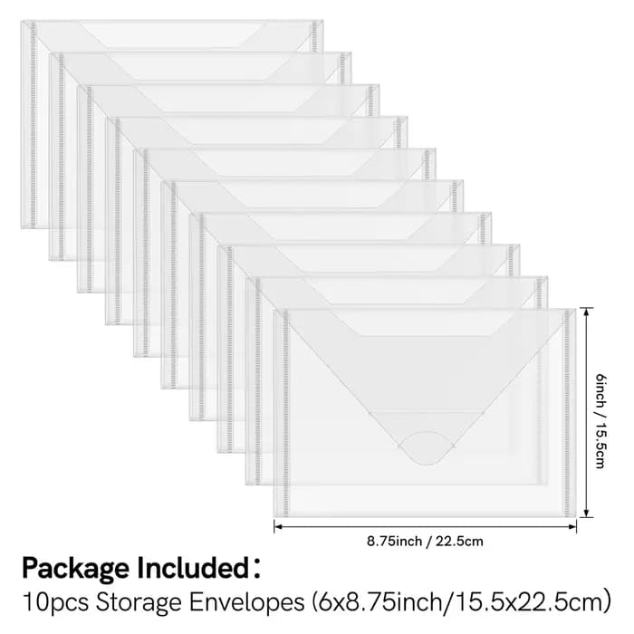 Enveloppes de rangement en plastique avec étiquettes colorées
