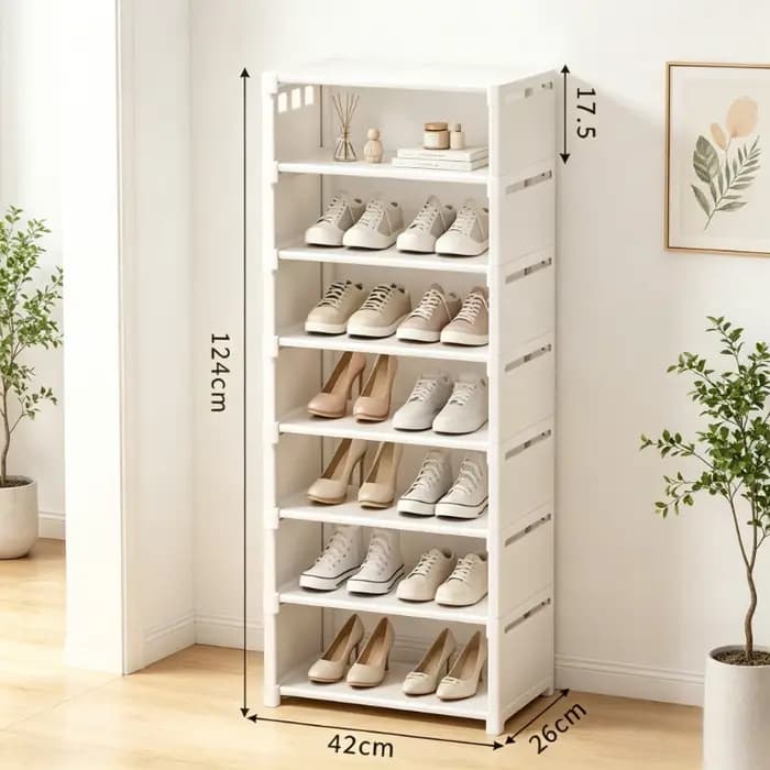Étagère à chaussures en tissu avec cadre métallique à 8 niveaux