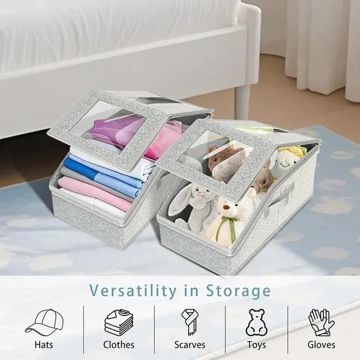 Boîte de rangement pour chapeaux avec fenêtre transparente Organisateur pliable pour accessoires chapeau anti-poussière