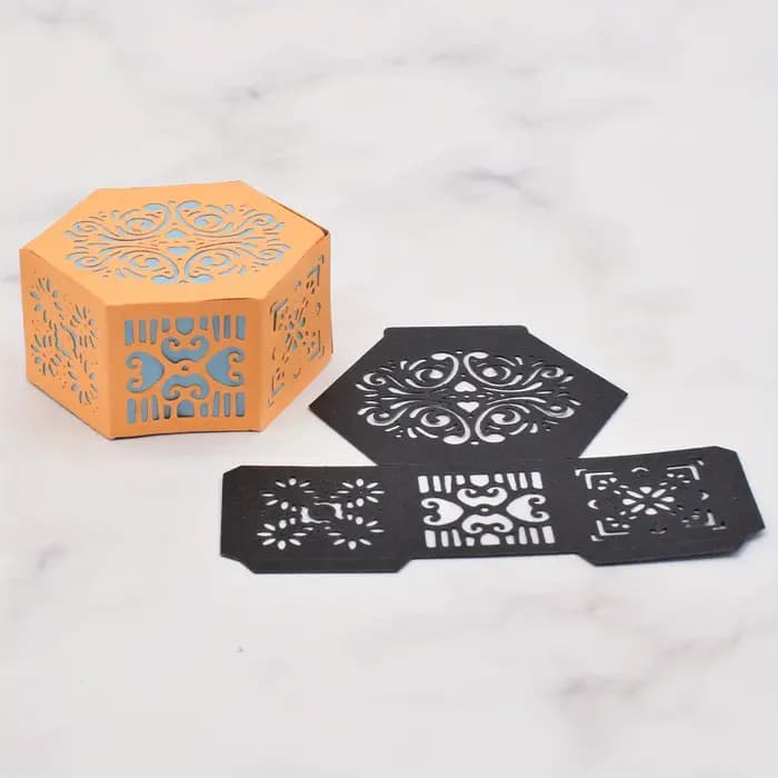 Boîte de rangement polygonale artisanale en papier faite à la main