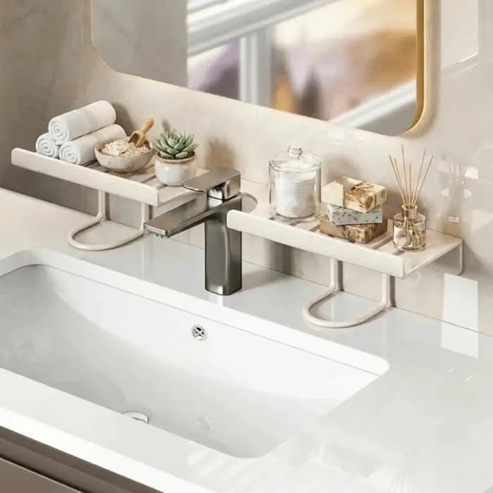Étagère de rangement universelle en maille pour salle de bain avec drain d'eau