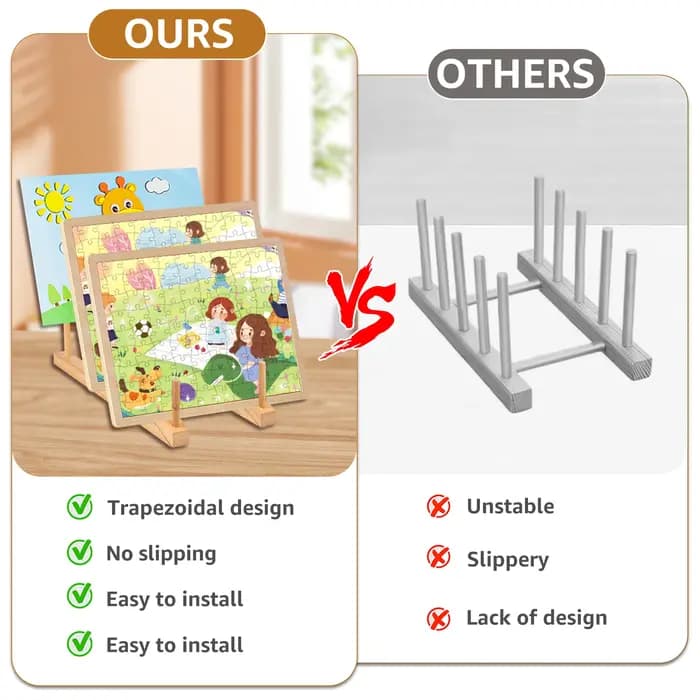 Étagère de rangement en bois pour puzzle
