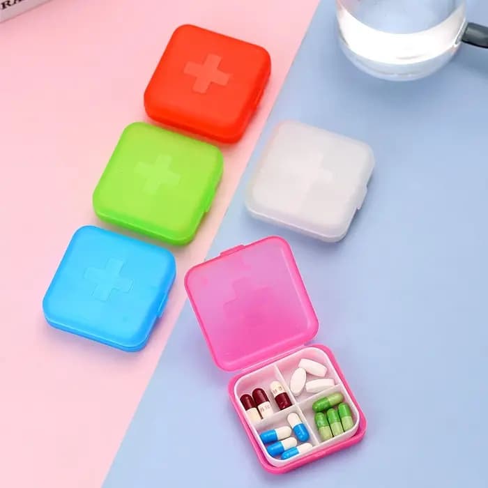 Boîte à pilules en plastique étanche, 4 grilles, boîte de rangement, hebdomadaire, évaluation, voyage, médecine, conteneur, boîtes, porte-vitamine