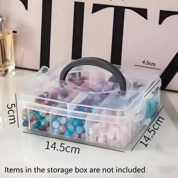 Boîte de rangement en plastique transparente à 3 niveaux et 18 compartiments réglables et empilables