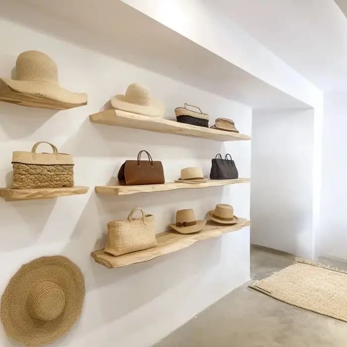 Étagères flottantes en bois, fabriquées à la main avec une bordure naturelle authentique, pour la décoration murale, étagères en bois pour salle de bain, cuisine, chambre à coucher