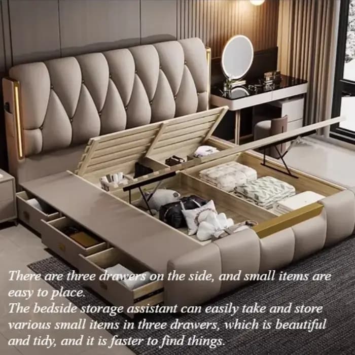 Lit Queen Size avec rangement
