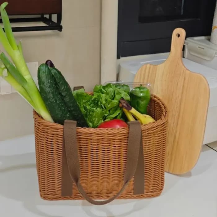 Grand panier de rangement tissé à la main pour le shopping