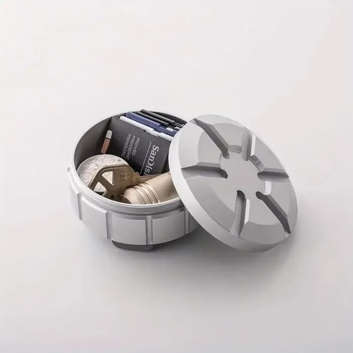 Boîte de rangement portable étanche ronde en acier inoxydable, petite boîte de survie pour pilules e