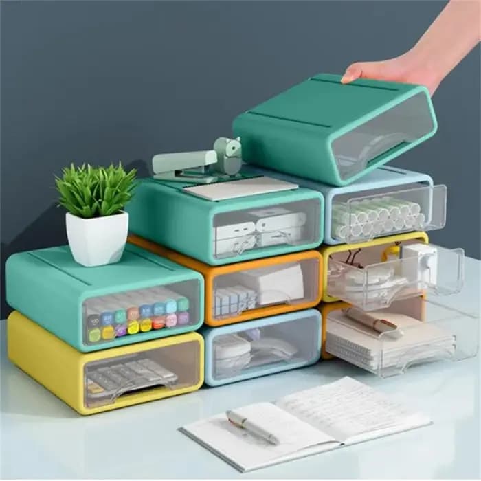 Type de tiroir conteneur de rangement en plastique empilable bureau placard organisateur boîte cosmétiques