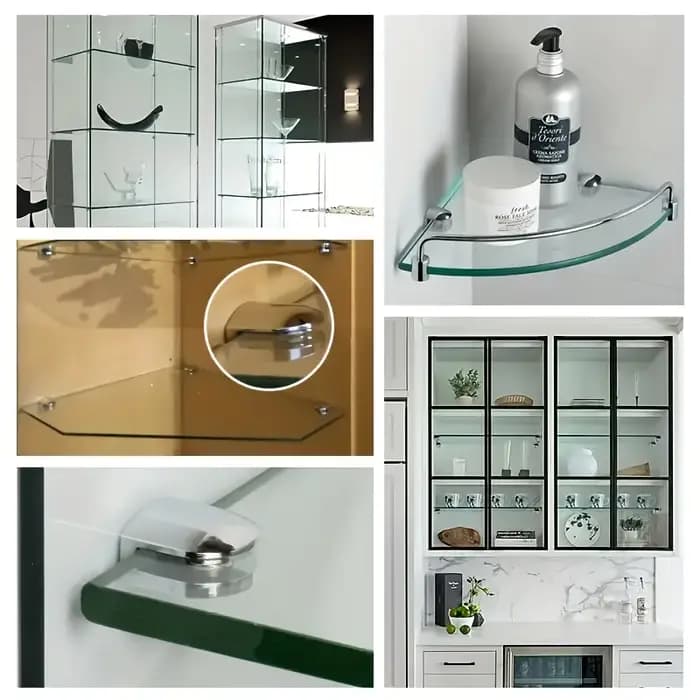 Lot de 4 supports de tablette en verre en acier inoxydable