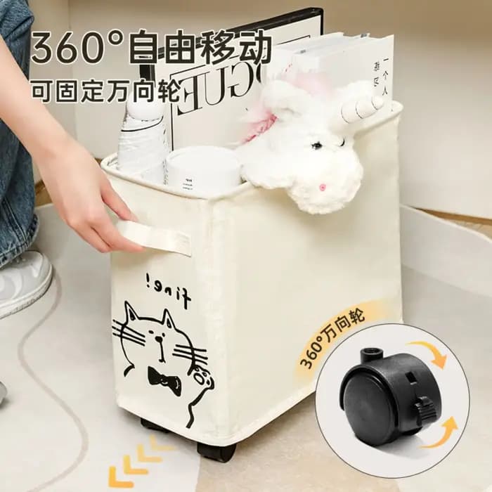 Chariot de rangement mobile sur roulettes avec porte-sacs sous le bureau