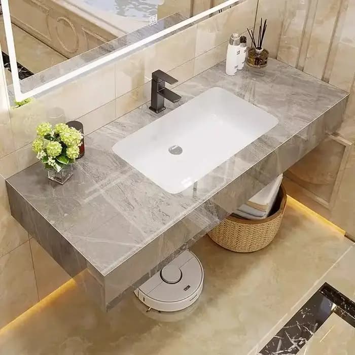 Meubles de salle de bain modernes : armoire de luxe avec tiroirs