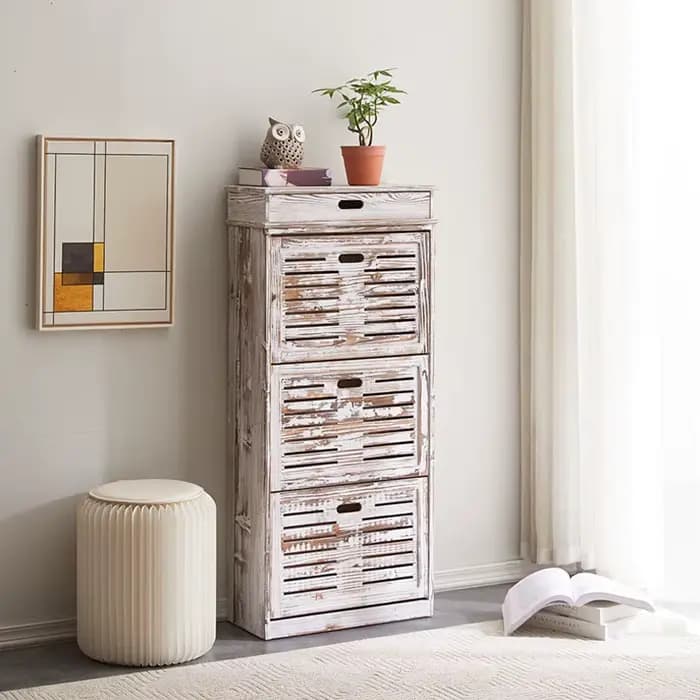 Armoire à chaussures rustique à 3 tiroirs rabattables de Style nordique