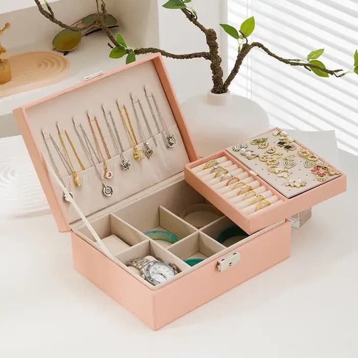 Boîte à bijoux en flanelle LENNIK avec serrure