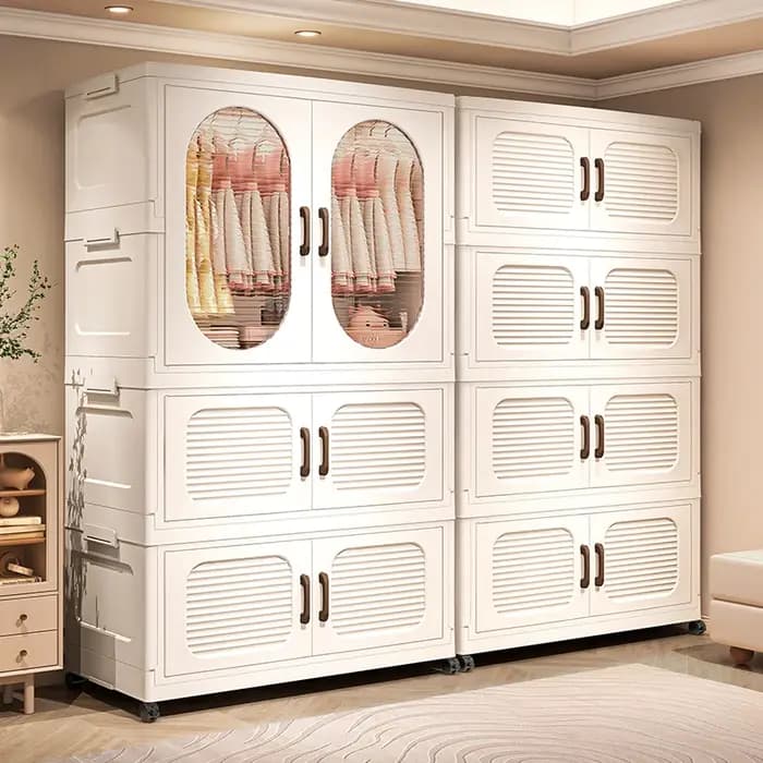 Armoire pliable à double porte de 60 cm avec roulettes – Rangement à fermeture magnétique de grande capacité pour