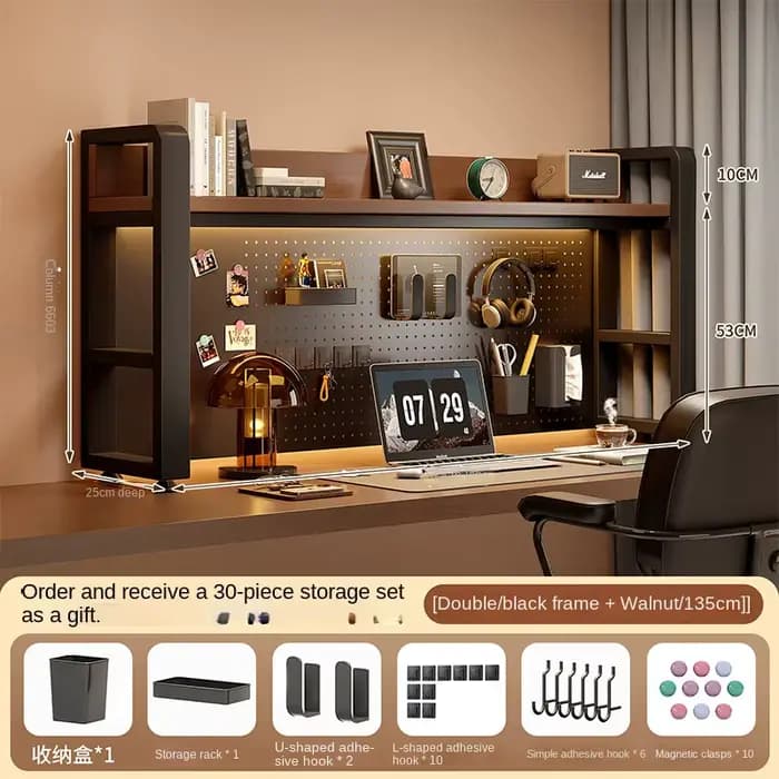 Étagère de bureau, bureau/commode à panneau perforé, étagère de rangement multi-niveaux, bibliothèqu