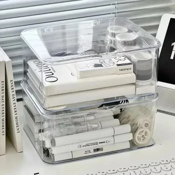 Boîte de rangement transparente en acrylique avec couvercle pour filles
