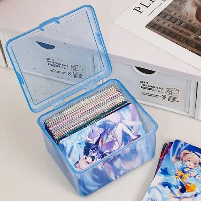 Boîte de rangement en plastique transparente à paillettes