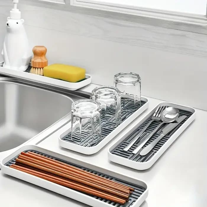 Organisateur d'évier de cuisine avec plateau d'égouttage