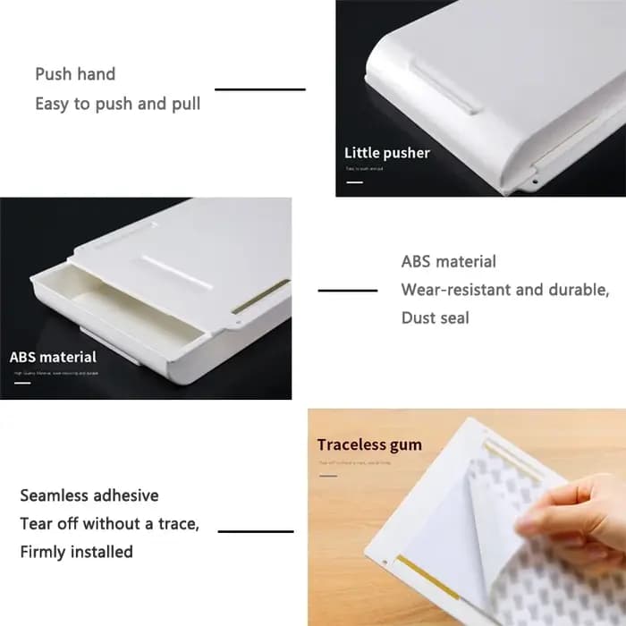 Boîte de rangement cachée, tiroir de rangement de bureau, support de rangement de Table en plastique