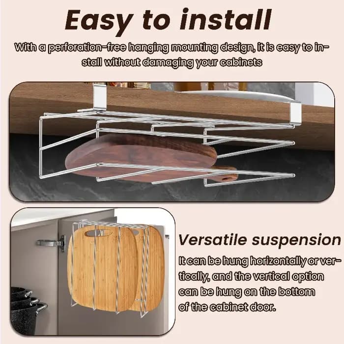 Support de rangement suspendu sous armoire pour planches à découper