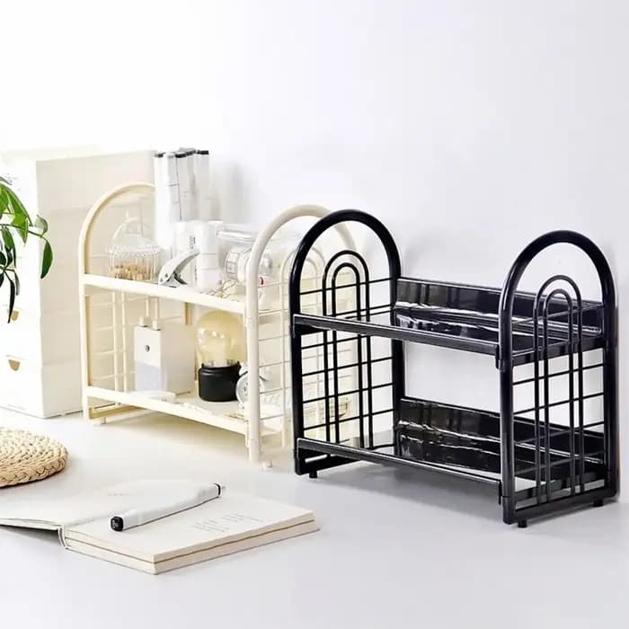 Étagère de rangement double couche en plastique