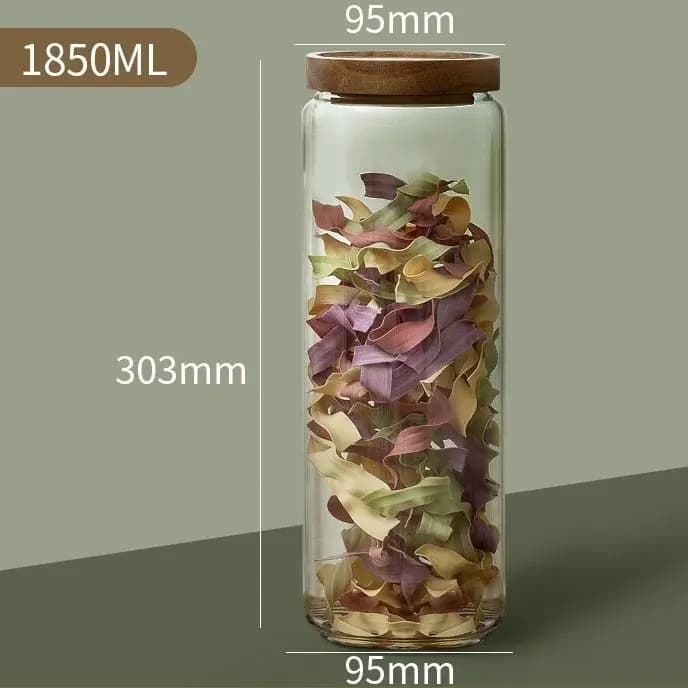 Couvercle en bois verre hermétique bidon cuisine bouteilles de stockage pots récipient alimentaire Grains thé café