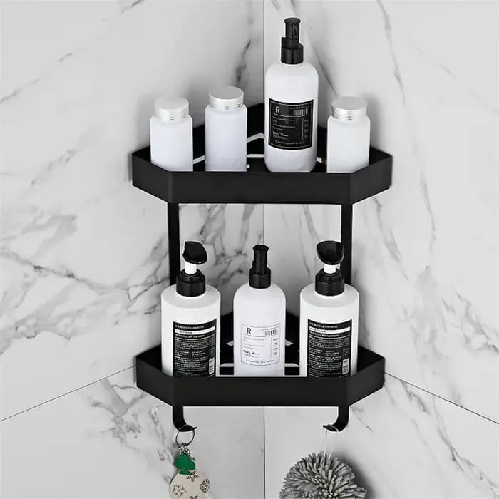 Étagère murale grise pour salle de bain et douche