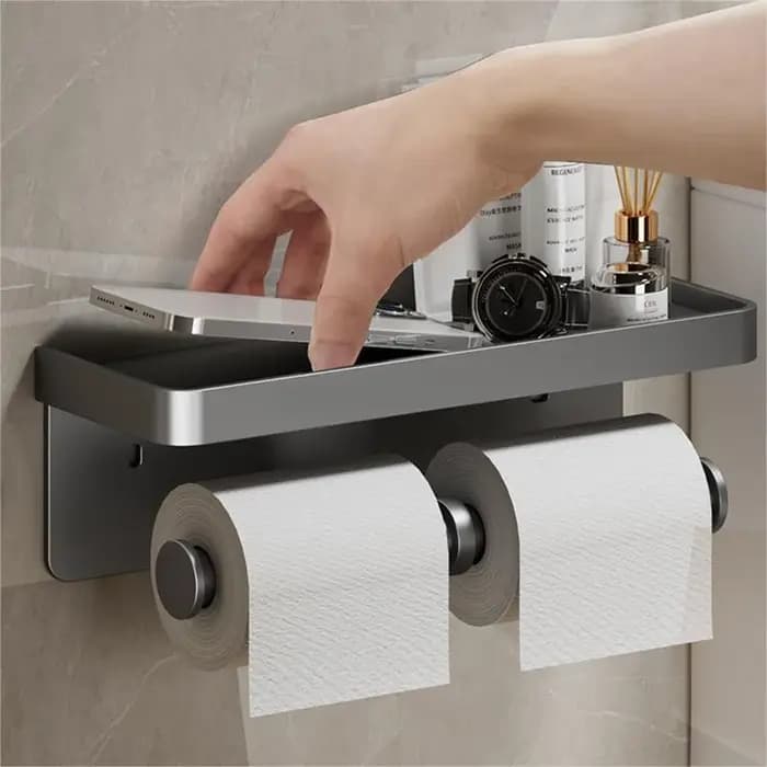 Grand Porte-Rouleau de Papier Toilette Mural avec Rangement