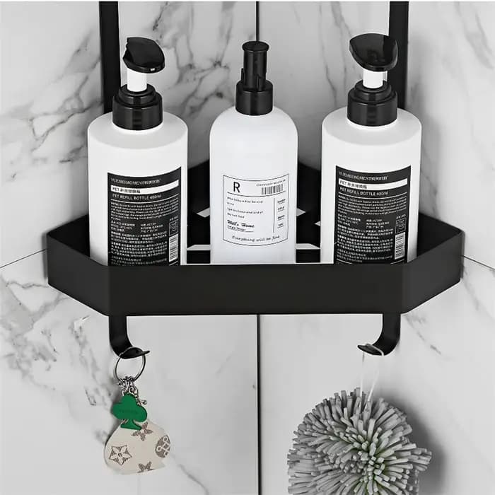 Étagère murale grise pour salle de bain et douche