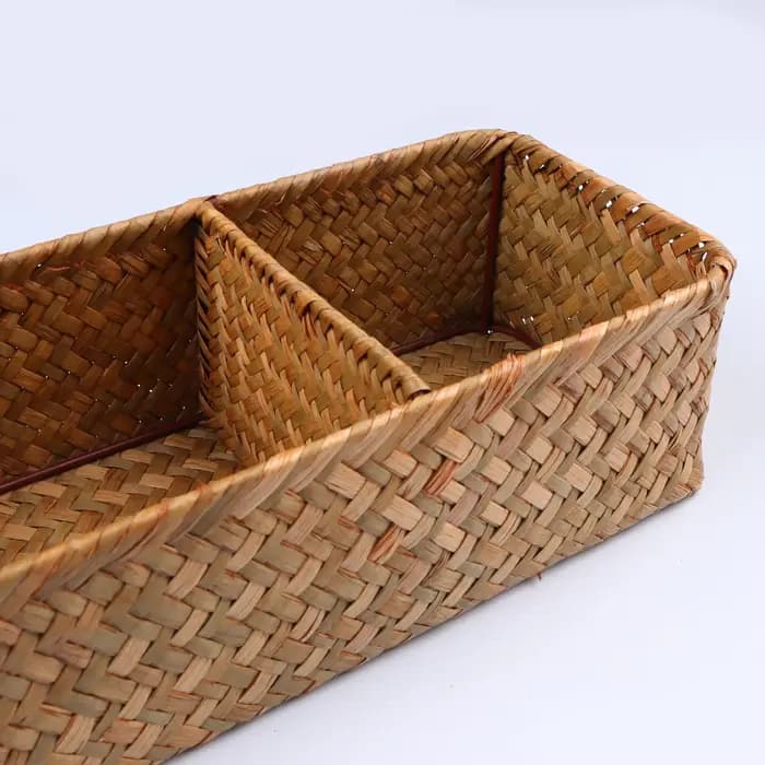 Paniers de rangement tissés à la main avec couvercle, boîte de rangement pour vêtements anti-poussière, conteneur de garde-robe rectangulaire, organisateur d'articles divers, 3 grilles