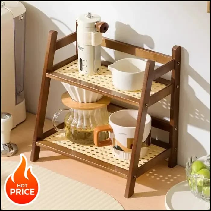 Étagère murale en bambou multifonctionnelle 2026 – Support à tasses à café – Idéale pour la cuisine