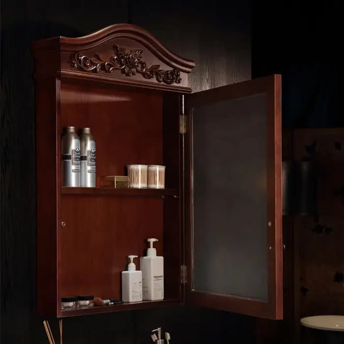 Vanité d'armoire de salle de bain en bois sur pied de style classique européen
