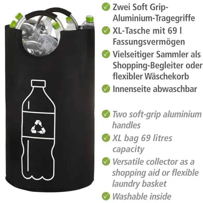 Panier de rangement pour linge 82L avec poignée en aluminium