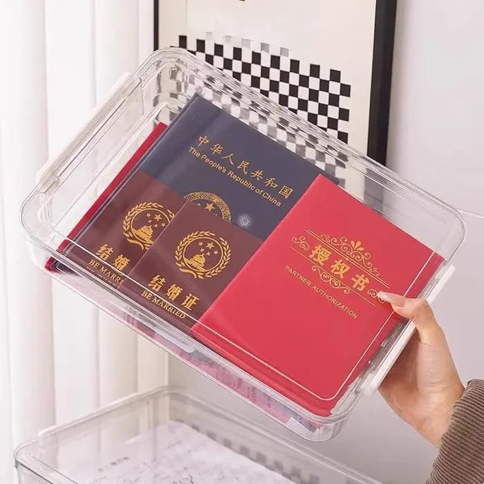 Boîte de rangement transparente A4 pour documents, usage domestique, étui d'archives pour papiers importants, dossier de classement, style moderne et simple, couverture en matériau PET