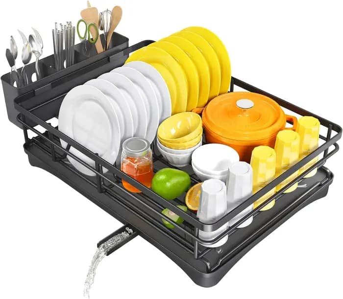 Égouttoir à vaisselle pour comptoir de cuisine, grand égouttoir à vaisselle antirouille avec porte-u
