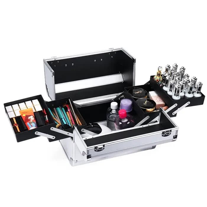 Boîte de Train de maquillage avec 4 plateaux réglables professionnels