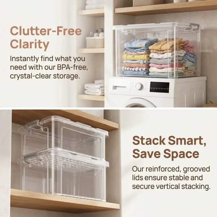 Boîtes de rangement transparentes avec couvercles