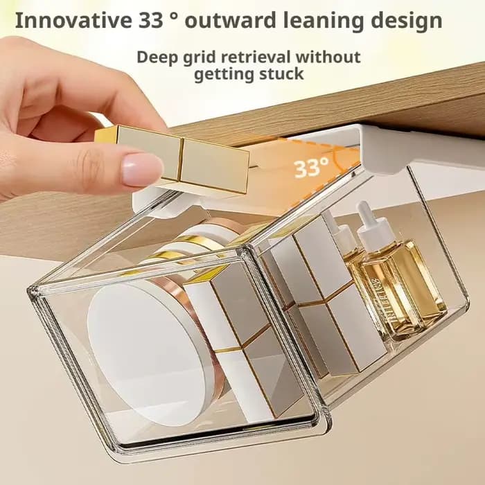 Boîte de rangement suspendue sous le bureau pour cosmétiques, organisateur de bijoux dissimulé, conteneur de maquillage, support de rangement domestique pour coiffeuse