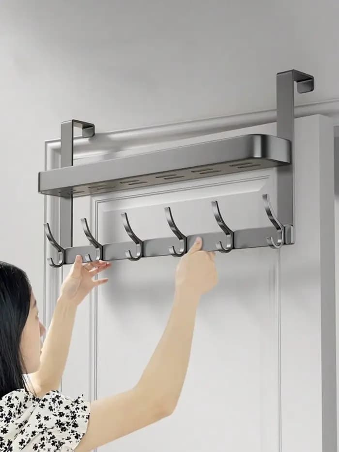 Support de rangement au-dessus de la porte facile à installer – Crochets métalliques multifonctionnels pour