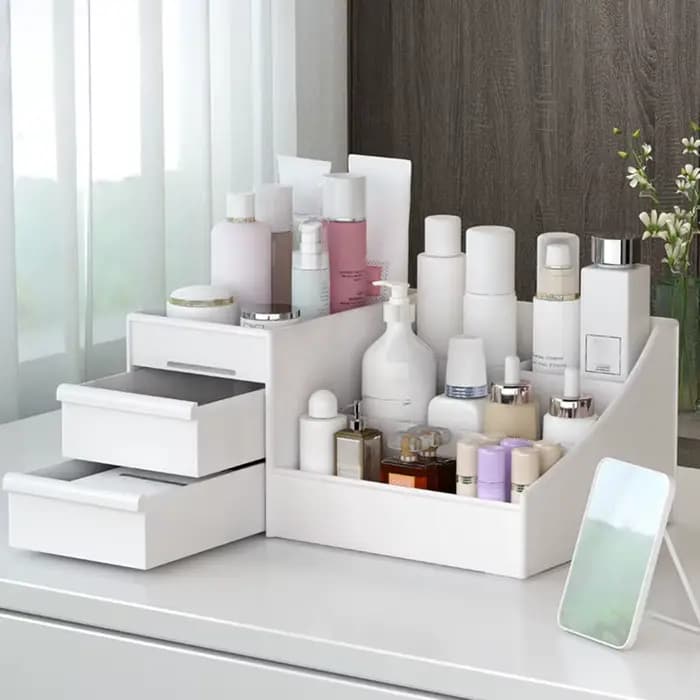 Nouveau tiroir boîte de rangement de maquillage finition dortoir étagère en plastique cosmétiques soins de la peau